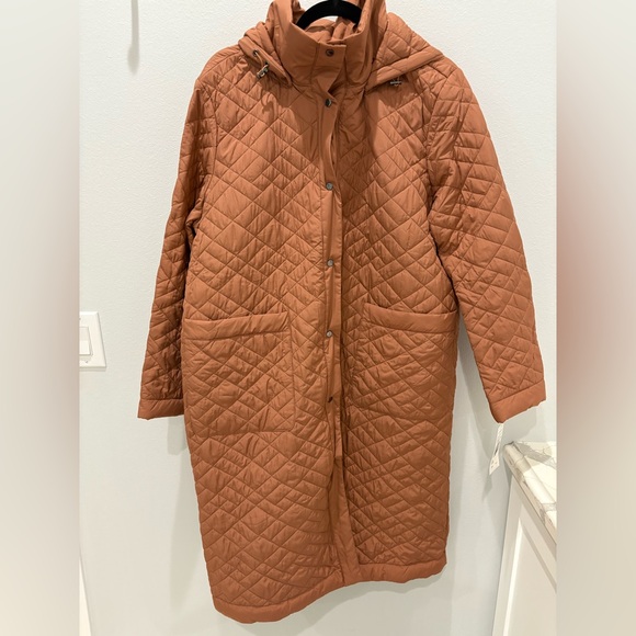NWT Bernardo Women's Quilted Long Coat - large Brown rust - Picture 7 of 11